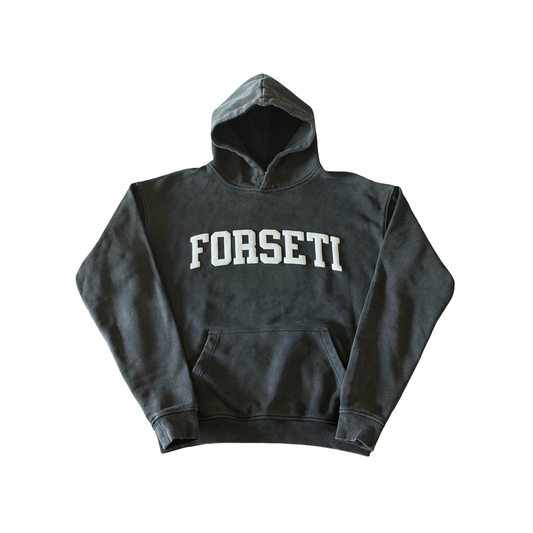 Varsity Washed Black Heavyweight Puff Hoodie